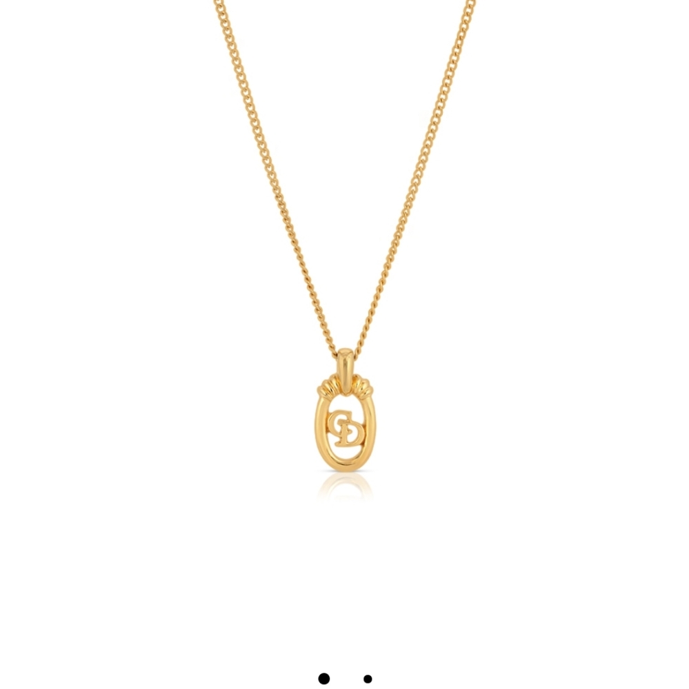 Christina Dior vintage cut oval logo necklace